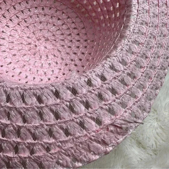 Pink Straw Hat Girls Flower Size  5T - Picture 15 of 16